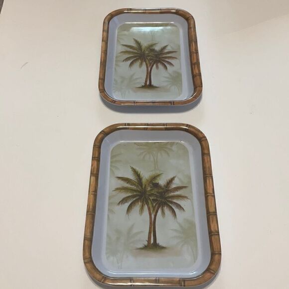 Pair of Palm Tree Trinket Trays, melamine. Kawaii, Fairy Kei - Picture 2 of 8